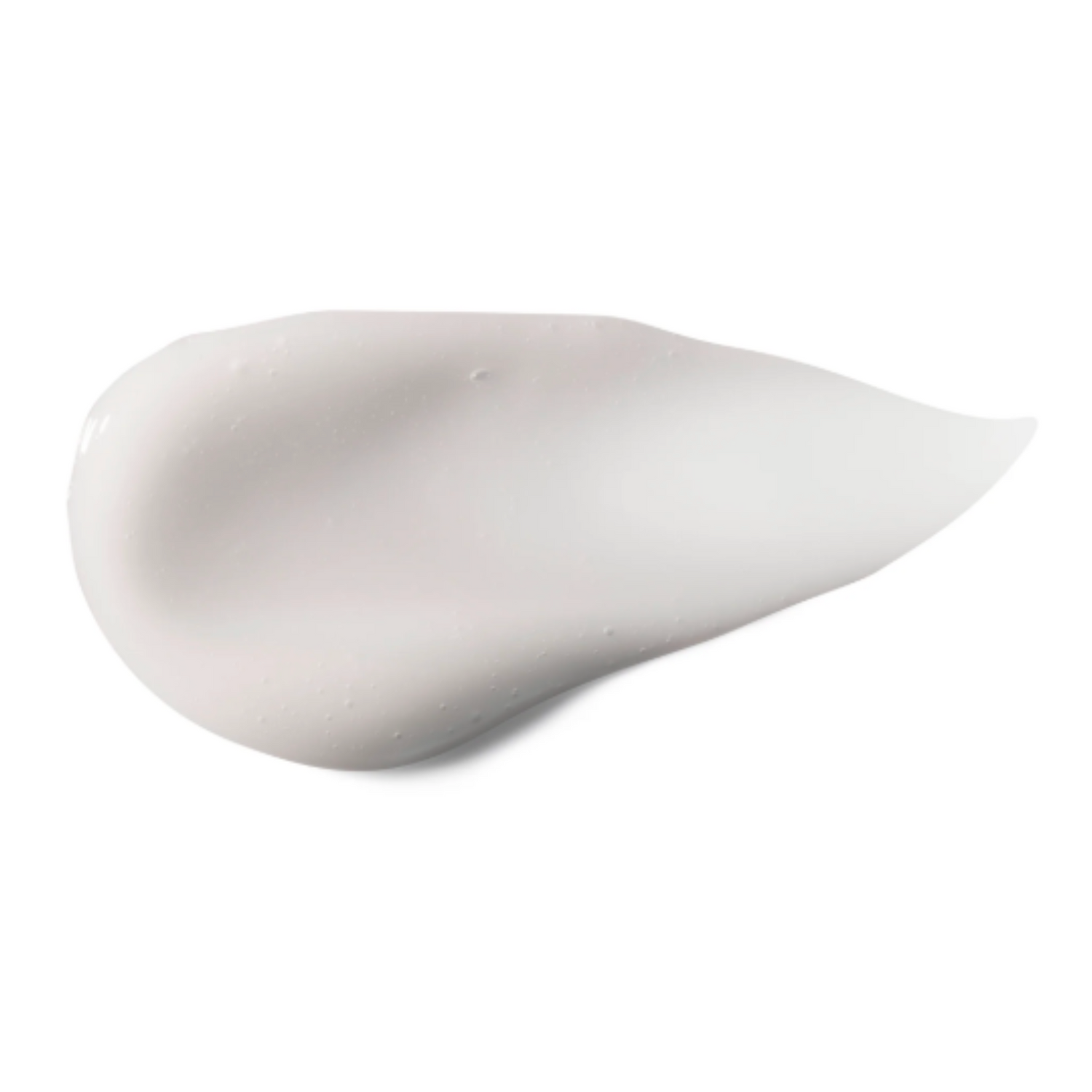 White cream or gel in a teardrop shape on a white background