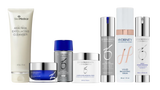Collection of skincare products from various brands on a white background