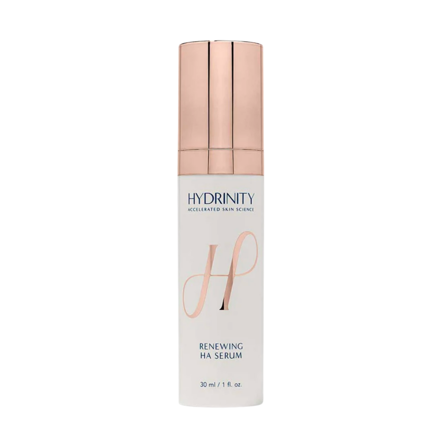 hydrinity renewing HA serum; An anti-aging serum using supercharged hyaluronic acid and peptides to boost moisture, improve elasticity, and enhance radiance. Suitable for skin showing early signs of aging.
