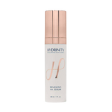 hydrinity renewing HA serum; An anti-aging serum using supercharged hyaluronic acid and peptides to boost moisture, improve elasticity, and enhance radiance. Suitable for skin showing early signs of aging.